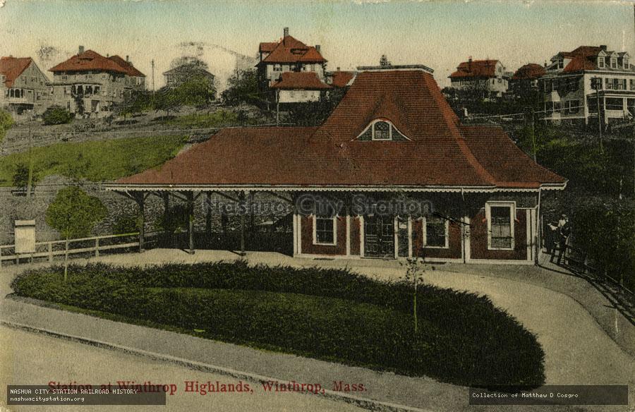 Postcard: Station at Winthrop Highlands, Winthrop, Massachusetts